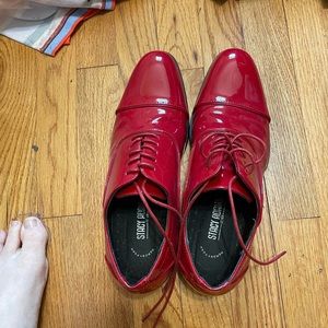 Red patent leather oxfords
